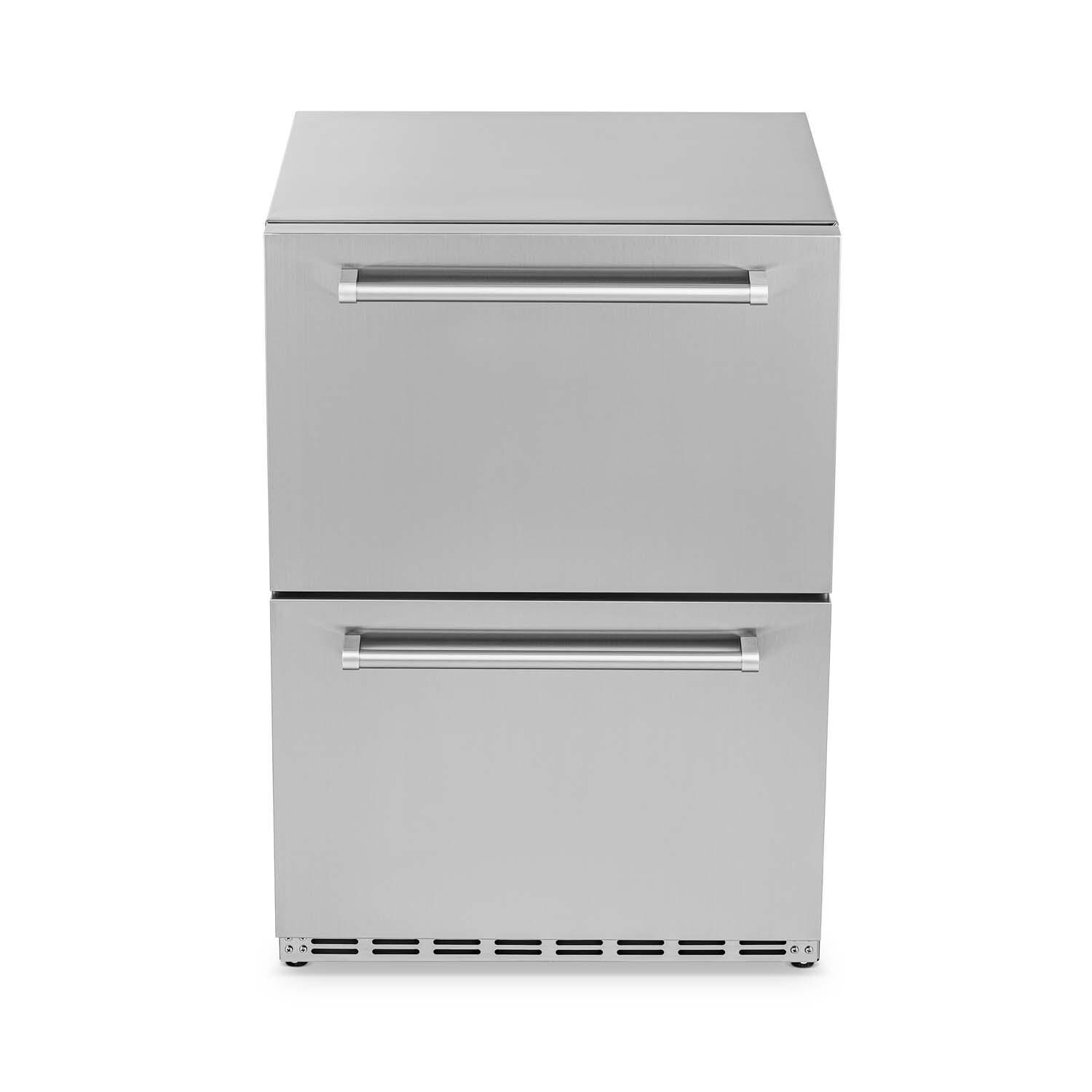 NewAir 24 Inch 80 Can 20 Bottle Dual Drawer Commercial Built-in Outdoor Wine and Beverage Cooler - Stainless Steel - NCR040SS00