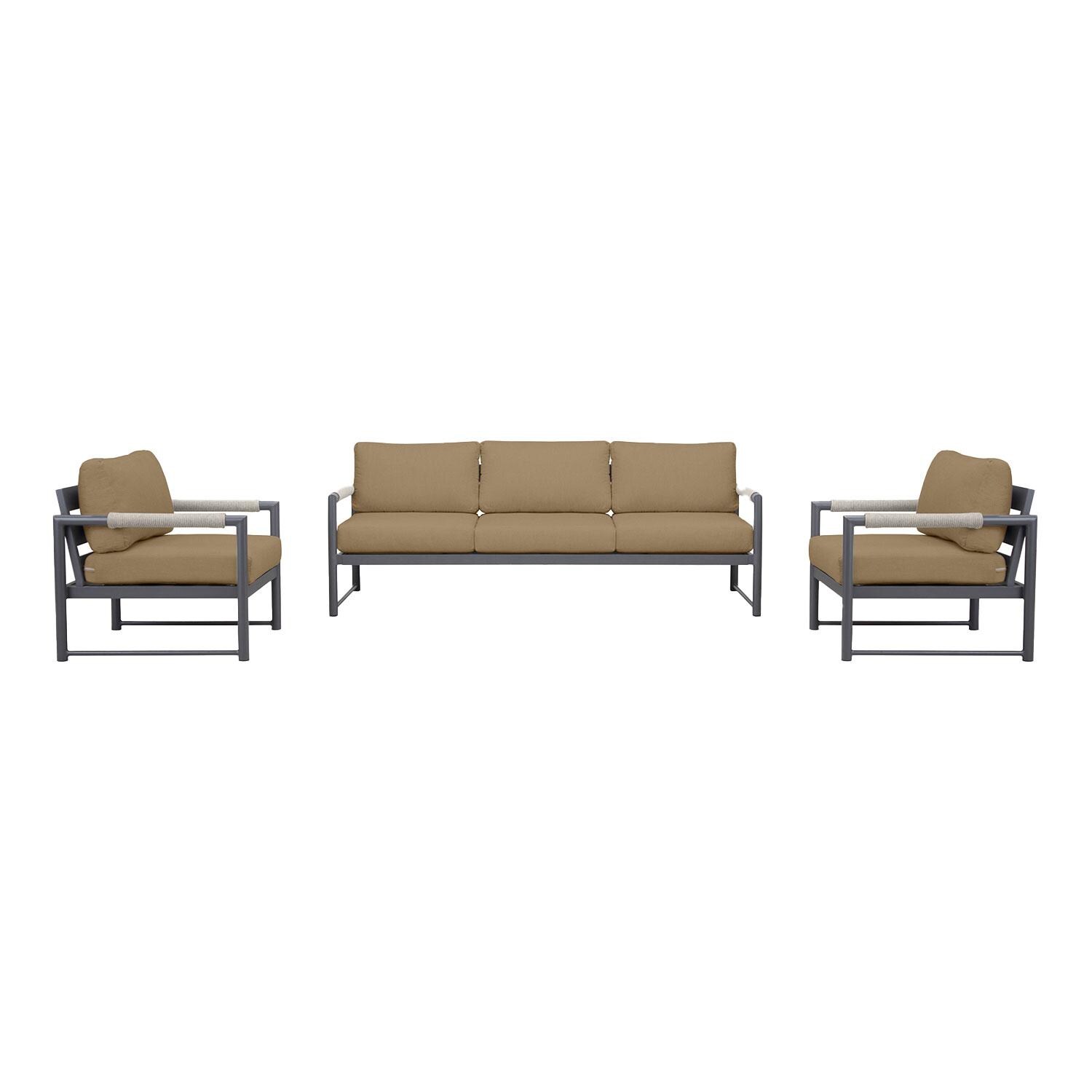 Lakeview AVEBAY-SL-PG-SET141-HB Avenue Bay Slate/Pebble Gray 3 Pc Sofa Club Chair Set - Heather Beige - Display - White Background thumbnail