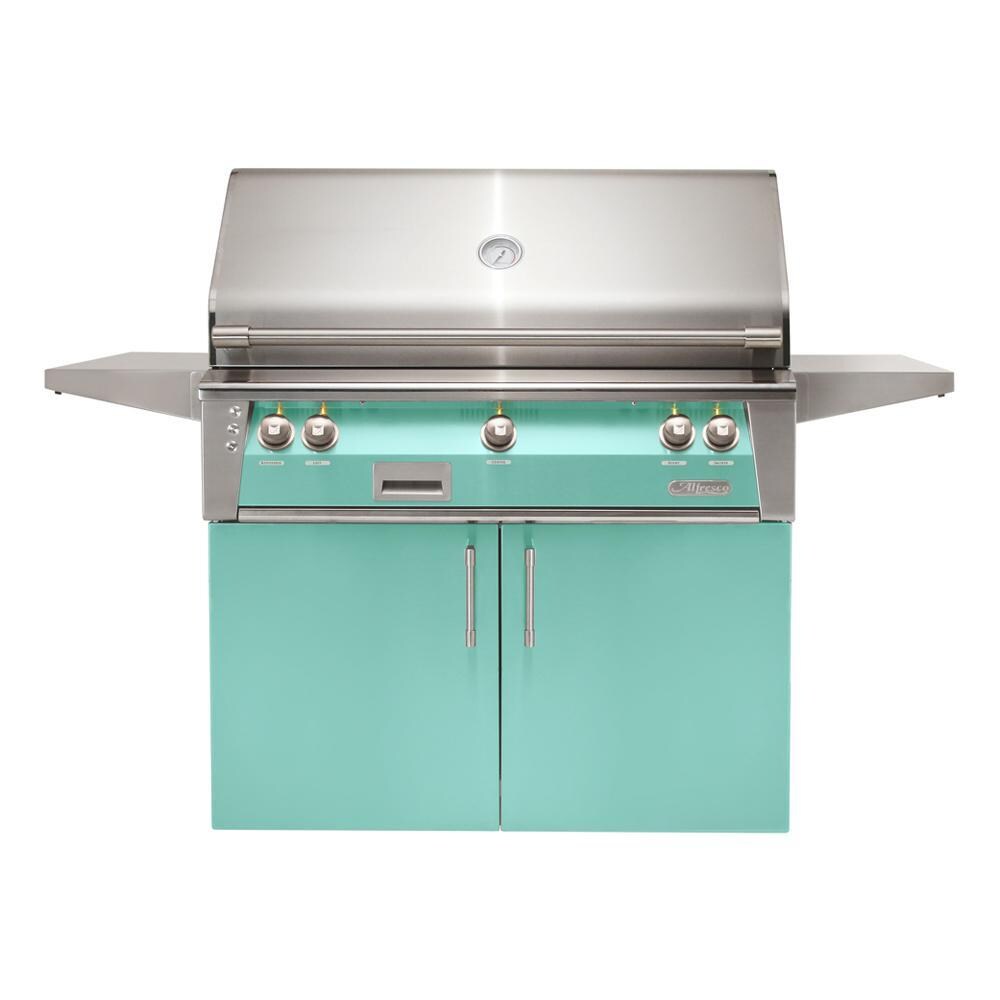 Alfresco ALXE 42-Inch Freestanding Propane Grill With Rotisserie in Light Green - ALXE-42C-LP-S6027
