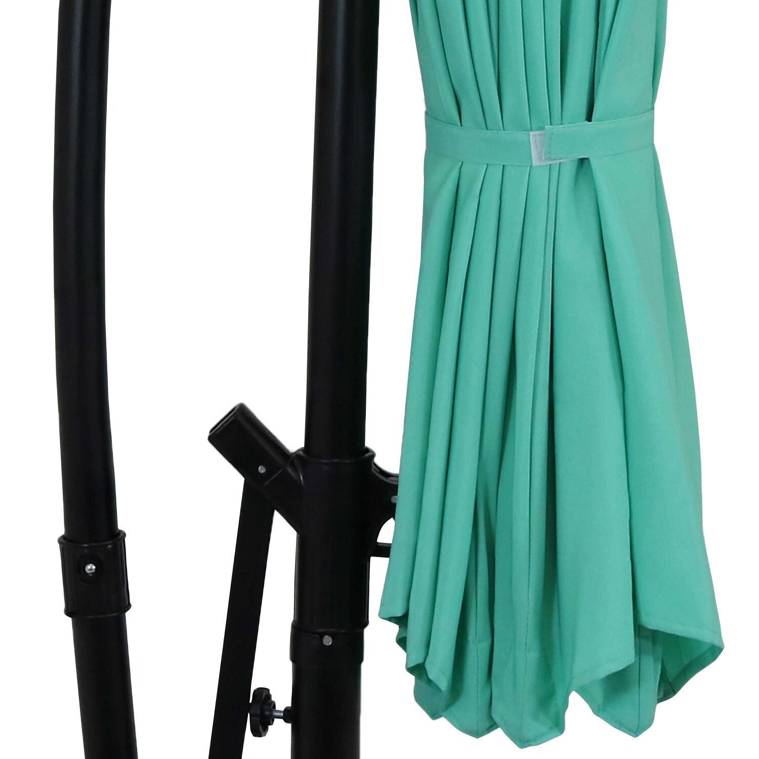 Ultimate Patio 10 Ft. Solar Lighted Patio Cantilever W/ Crank - Seafoam - Canopy Strap thumbnail