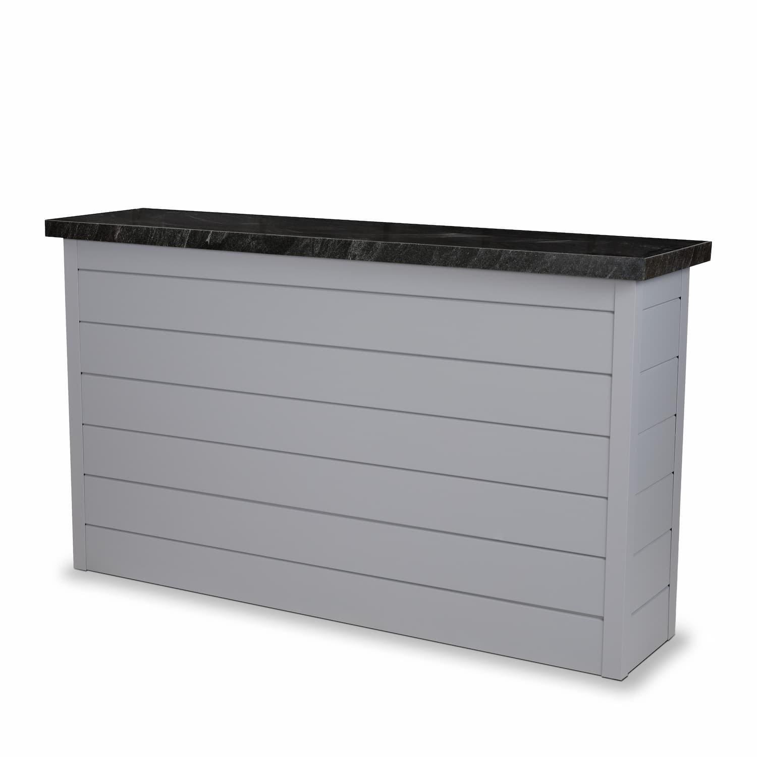 BBQGuys Signature 72 Inch 360 Degree Swivel Outdoor TV Lift Cabinet | Pebble Brook w/ Black Granite - Angle - White Background thumbnail