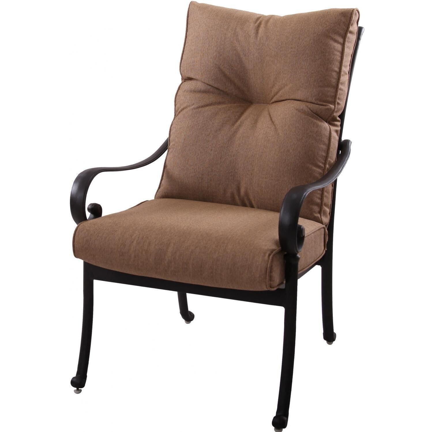 Santa Anita 5 Pc Cast Aluminum Patio Dining Set w/ Heather Beige Sunbrella Cushions By Darlee - Dining Chair - White Background thumbnail