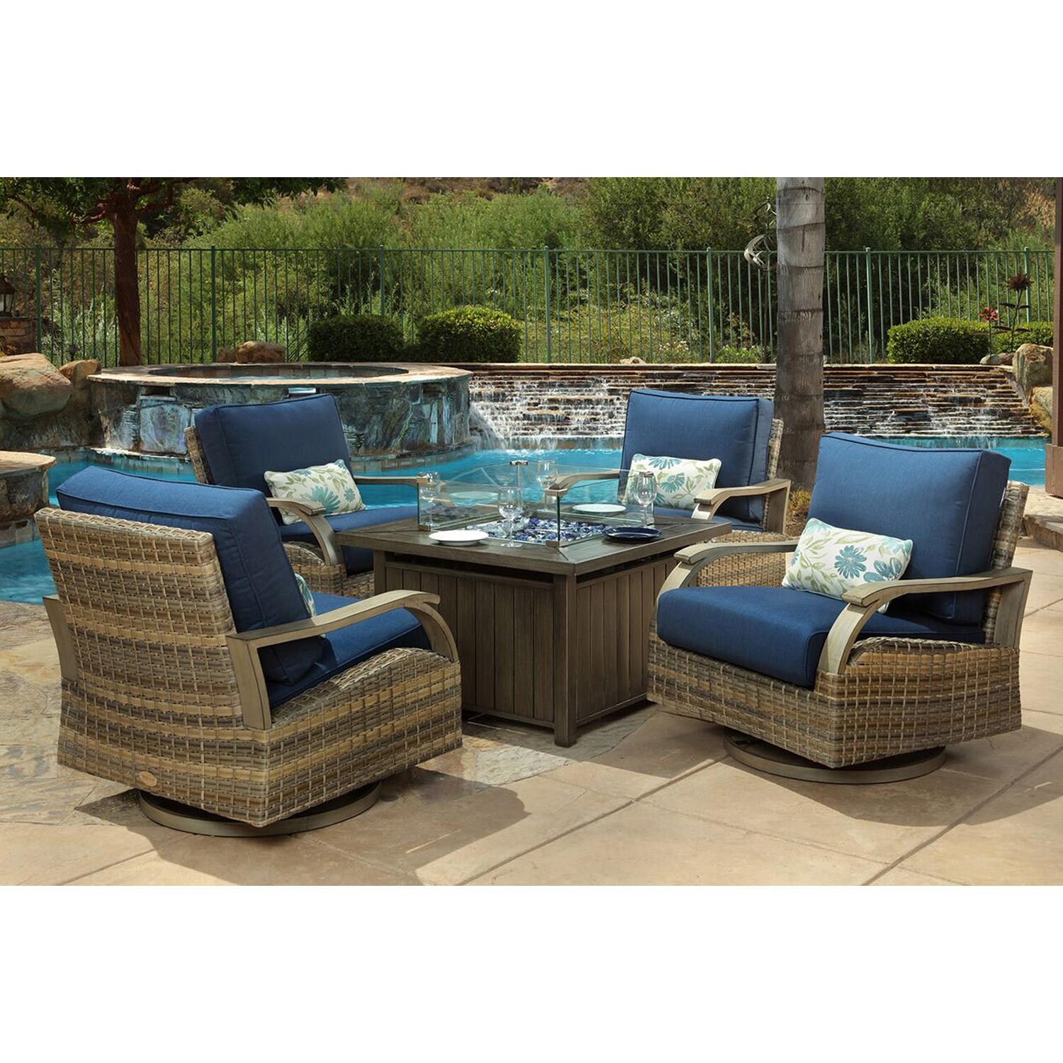 Lakeview Rosalie Bay 5 Piece Wicker & Aluminum Patio Conversation Set W