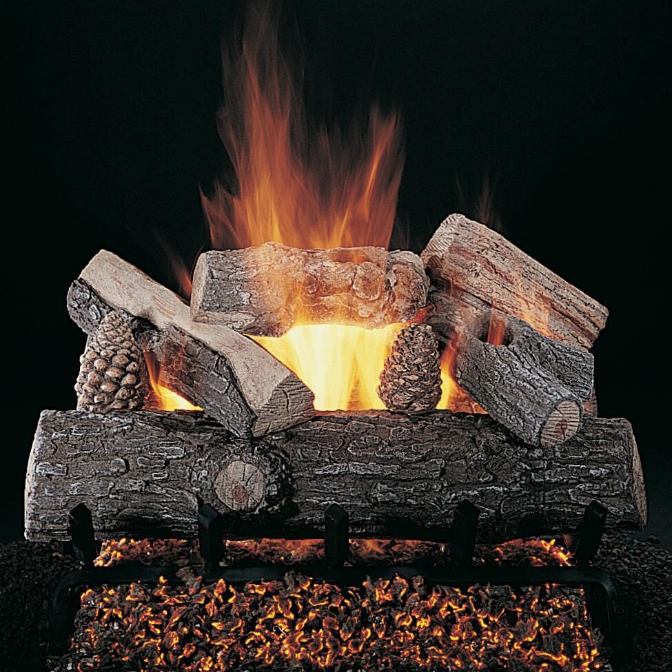 Rasmussen 18-Inch LoneStar Gas Log Set With Vented Valve Vanisher Natural Gas Flaming Ember Burner With Grate - Electronic Variable Remote thumbnail