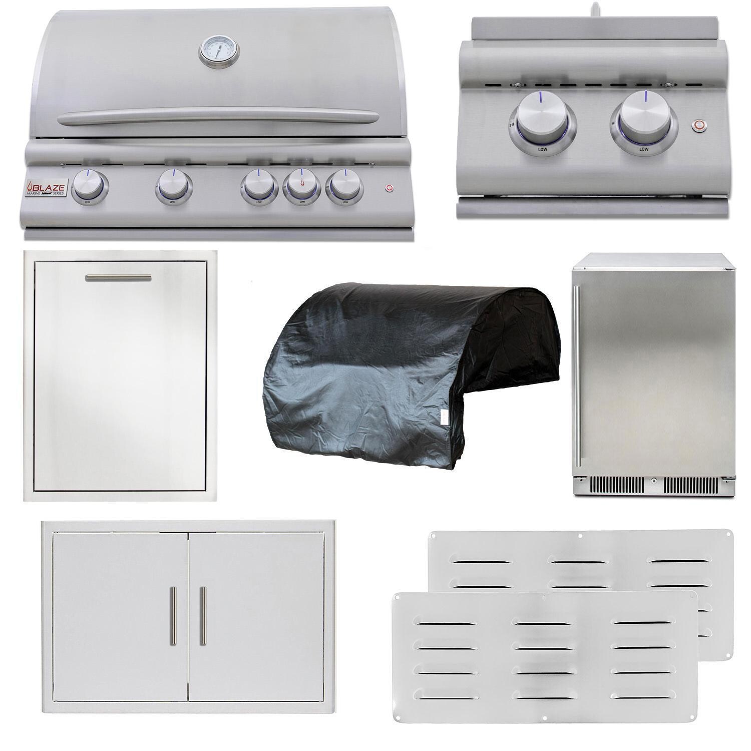 Blaze BLZ-4LTE3MG-NG Premium LTE+ Marine Grade 8-Piece 32-Inch Natural Gas Outdoor Kitchen Package - White Background thumbnail