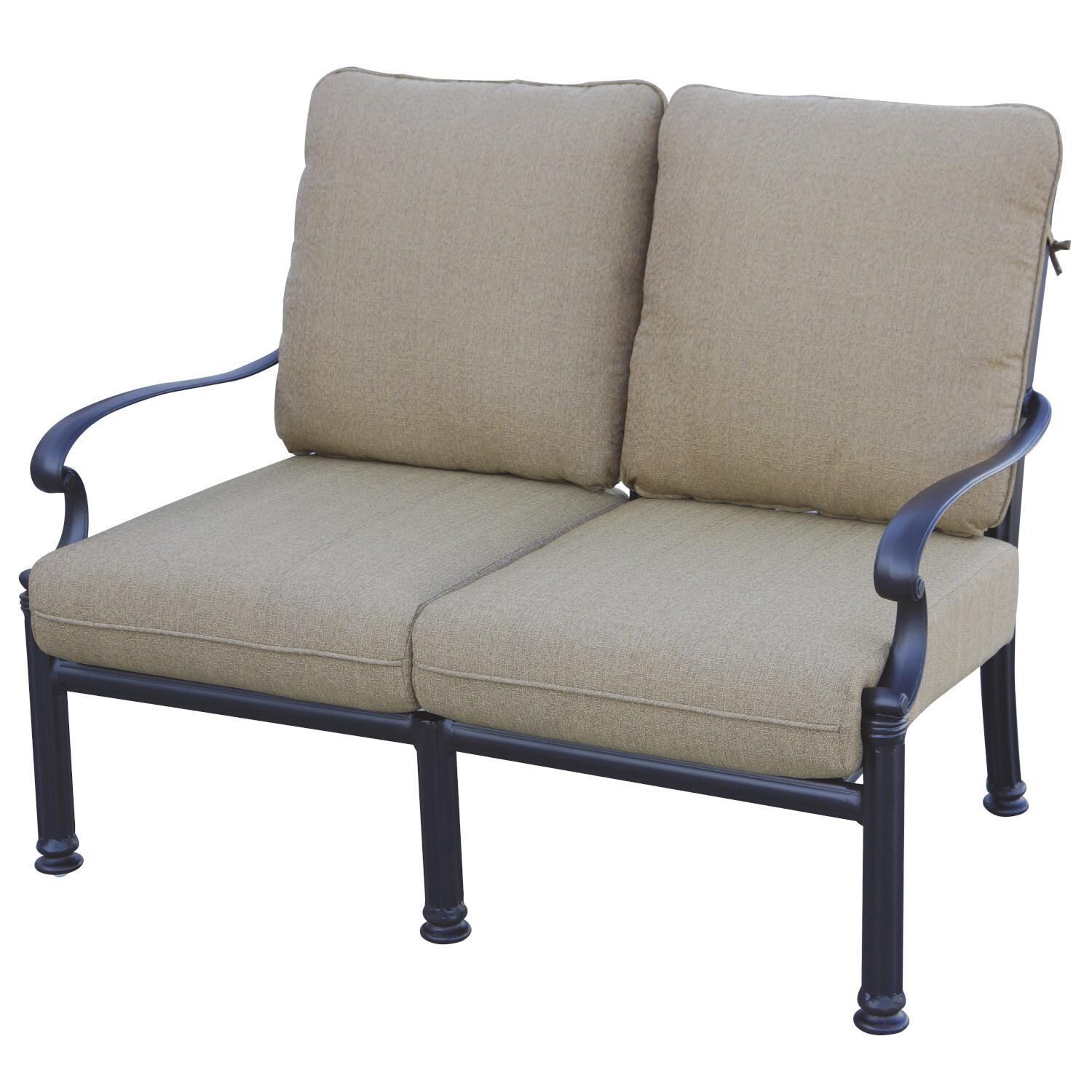 Darlee B/201018-7PC-60RQB Santa Barbara Cast Aluminum Loveseat W/ Sesame Cushions thumbnail