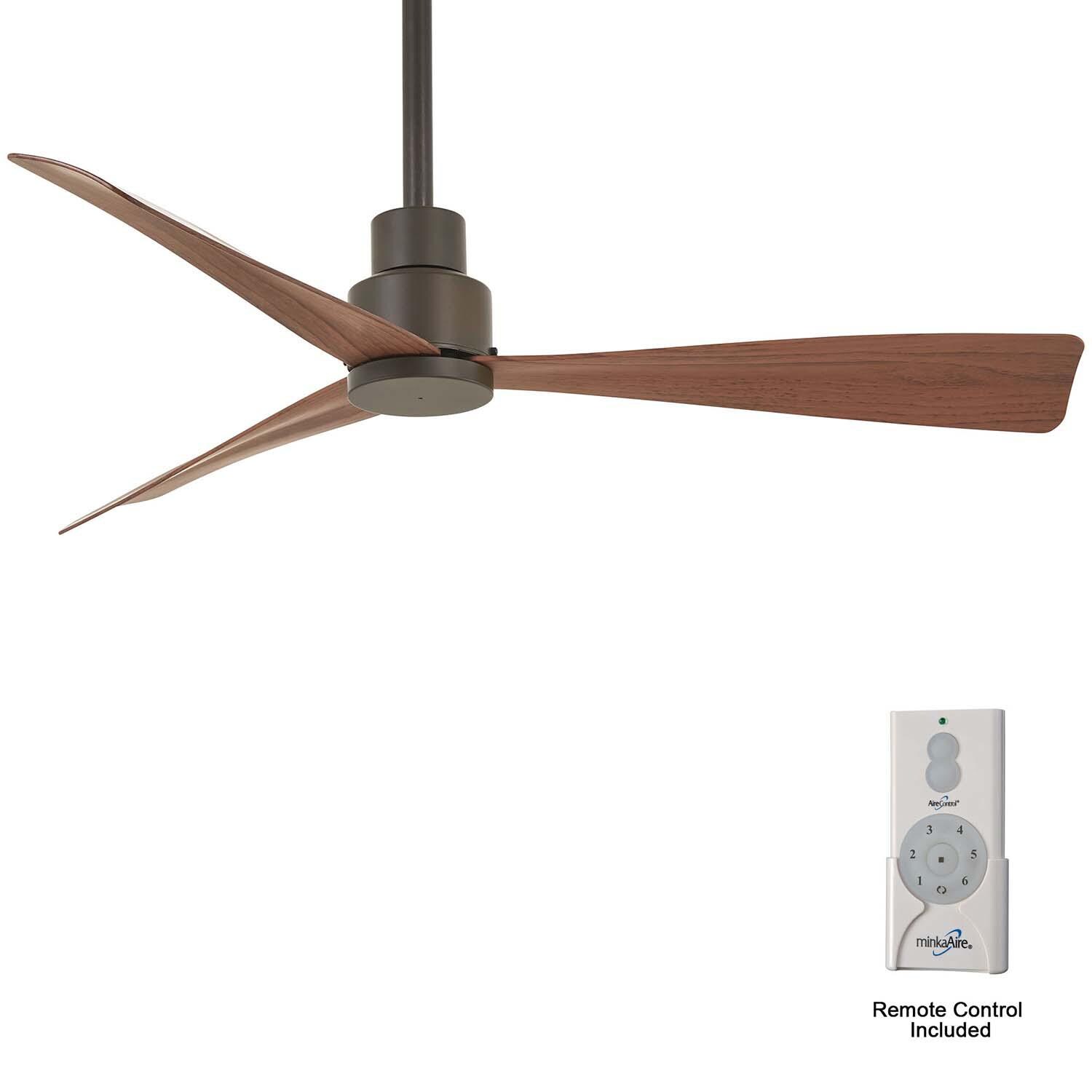 Minka-Aire F786-ORB Simple 44-Inch 3-Blade Ceiling Fan in Oil Rubbed Bronze Finish w/ - Medium Maple - Blades - Remote Included thumbnail
