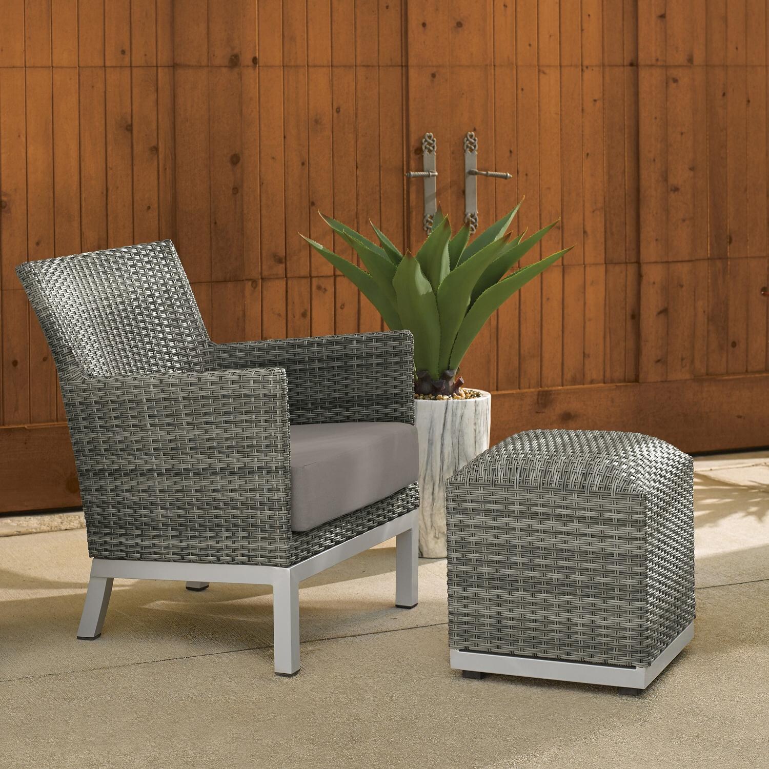 Argento 2 Piece Wicker Patio Seating Set W/ Ottoman By Oxford Garden - Stone