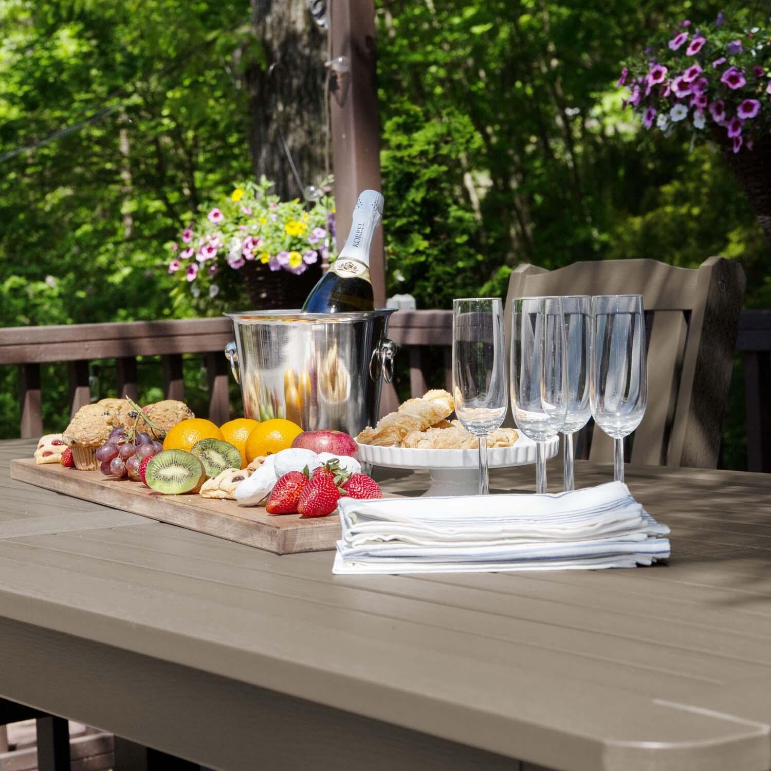 Hart Lane 7 Pc Recycled Plastic Counter Height Dining Set In Woodland Brown by Lakeview - Detail thumbnail