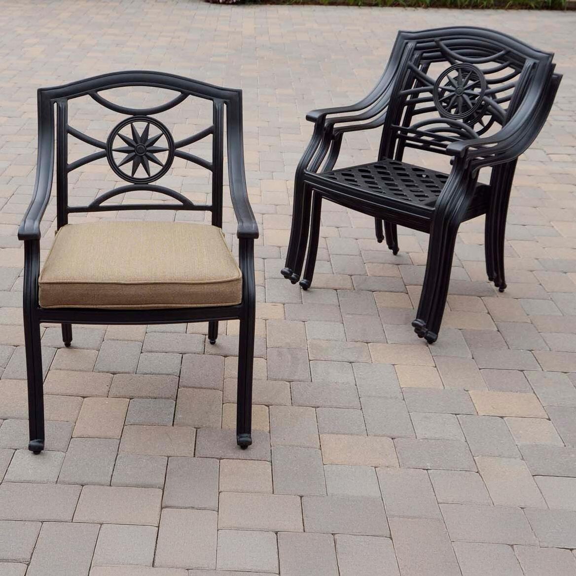 Ten Star 13 Pc Cast Aluminum Swivel / Rocker Dining Set in Antique Bronze/Sesame by Darlee - Stackable Chairs - Lifestyle thumbnail