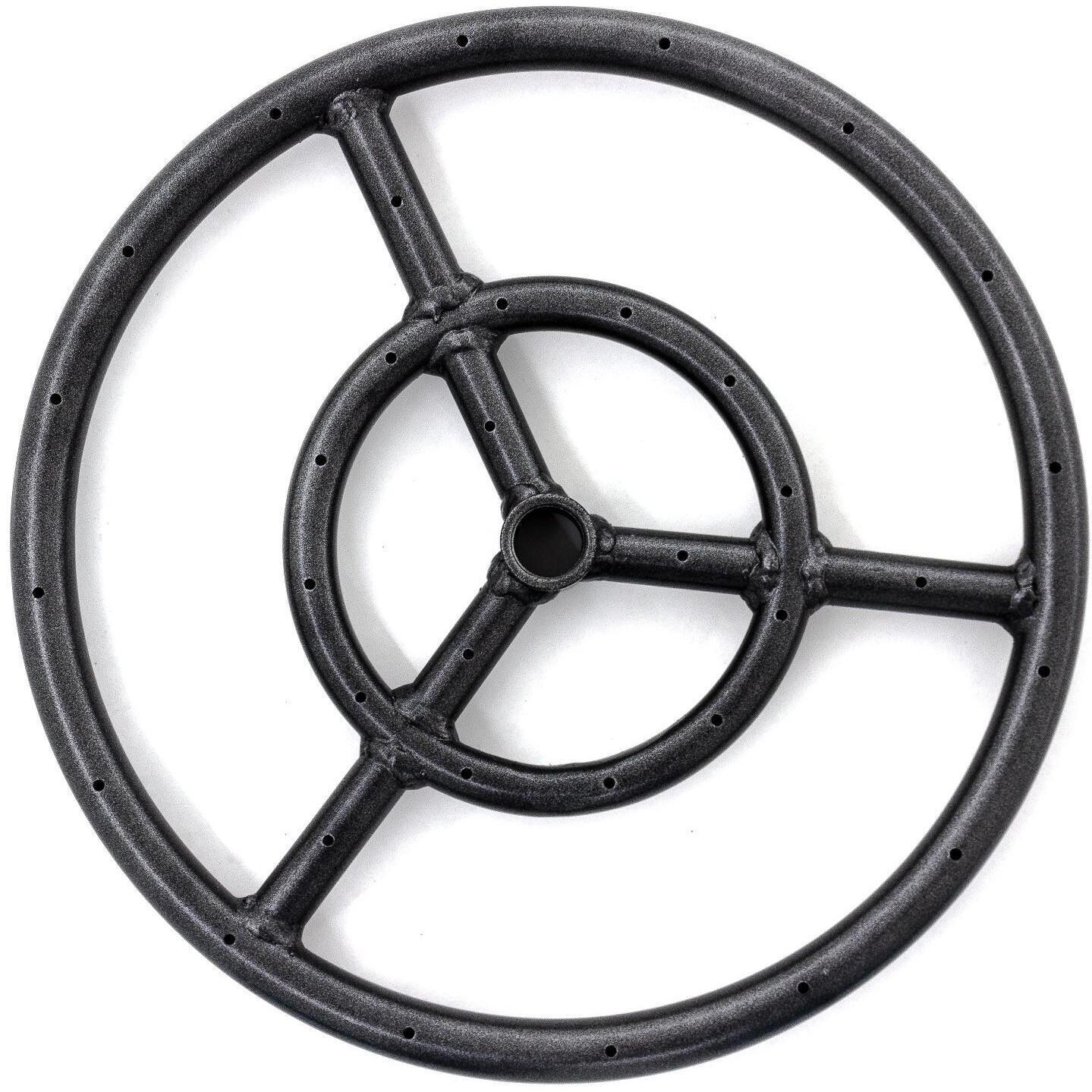BBQGuys Signature Series 12-Inch Three-Spoke Round Propane Double-Ring Burner - Black - Top View thumbnail