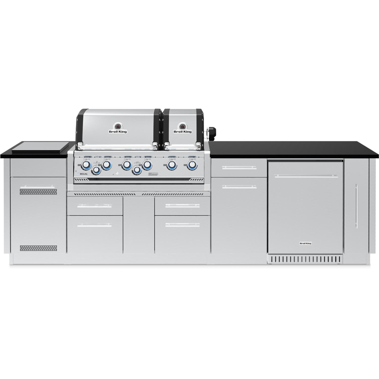 Broil King Imperial S 690iF 10 Ft Outdoor Kitchen Island w/ Propane 6 Burner Grill