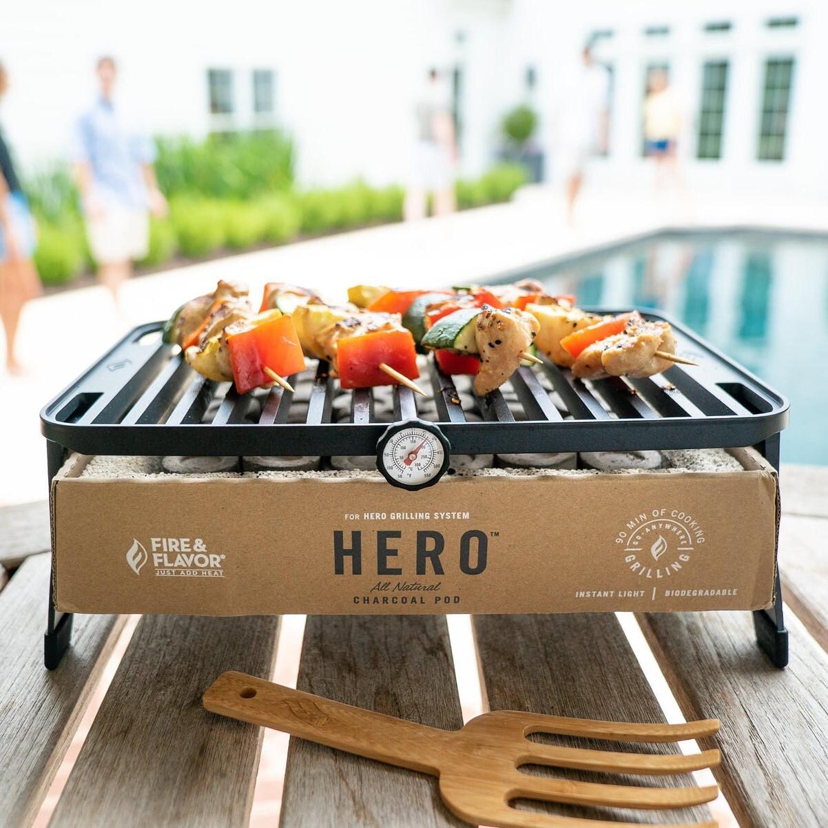 Fire & Flavor FFG2 Charcoal Pods - 2pk In Use Poolside thumbnail