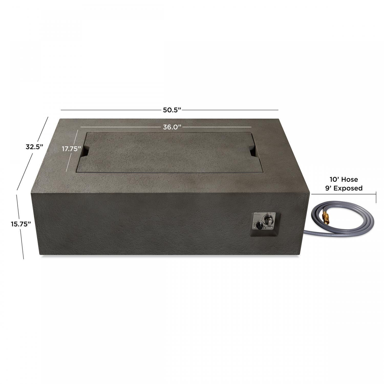 Lakeview Outdoor Designs SC-9750NG-GLG Villa Flora 50-Inch Rectangle Natural Gas Fire Pit Table - Glacier Gray - Dimensions thumbnail