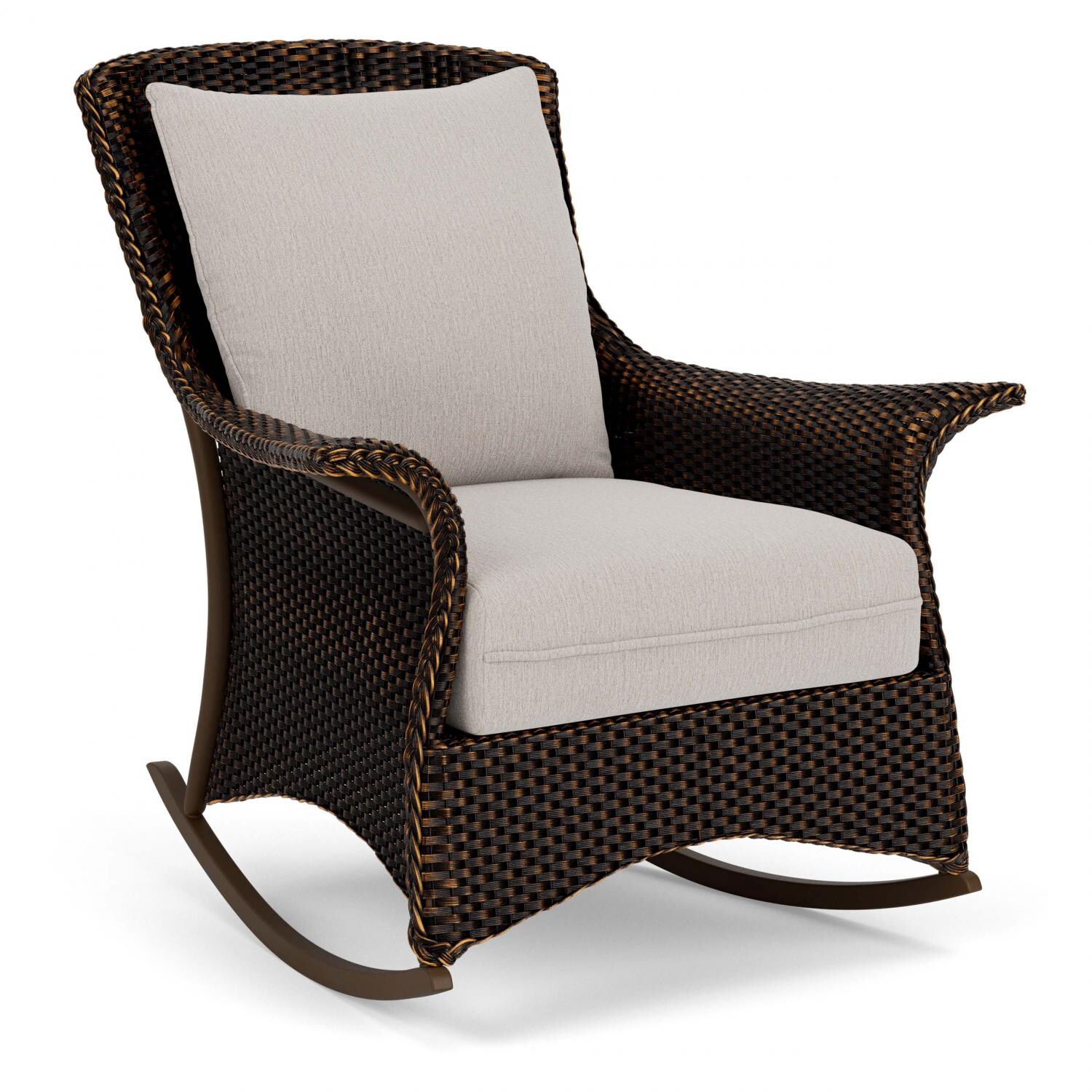 Lloyd Flanders Mandalay Lounge Rocker in Mink Finish with Remy Cloud fabric - Angled thumbnail