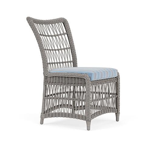 Mackinac Wicker Dining Chair in Putty/Hansen Sky by Lloyd Flanders - Position 6 - White Background thumbnail