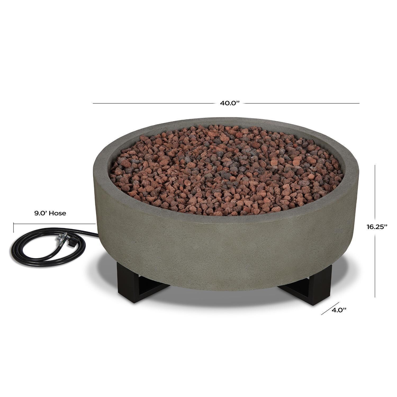 Lakeview Outdoor Designs SC-840LP-GLG Harborwood 40-Inch Round Propane Gas Fire Bowl - Dimensions thumbnail