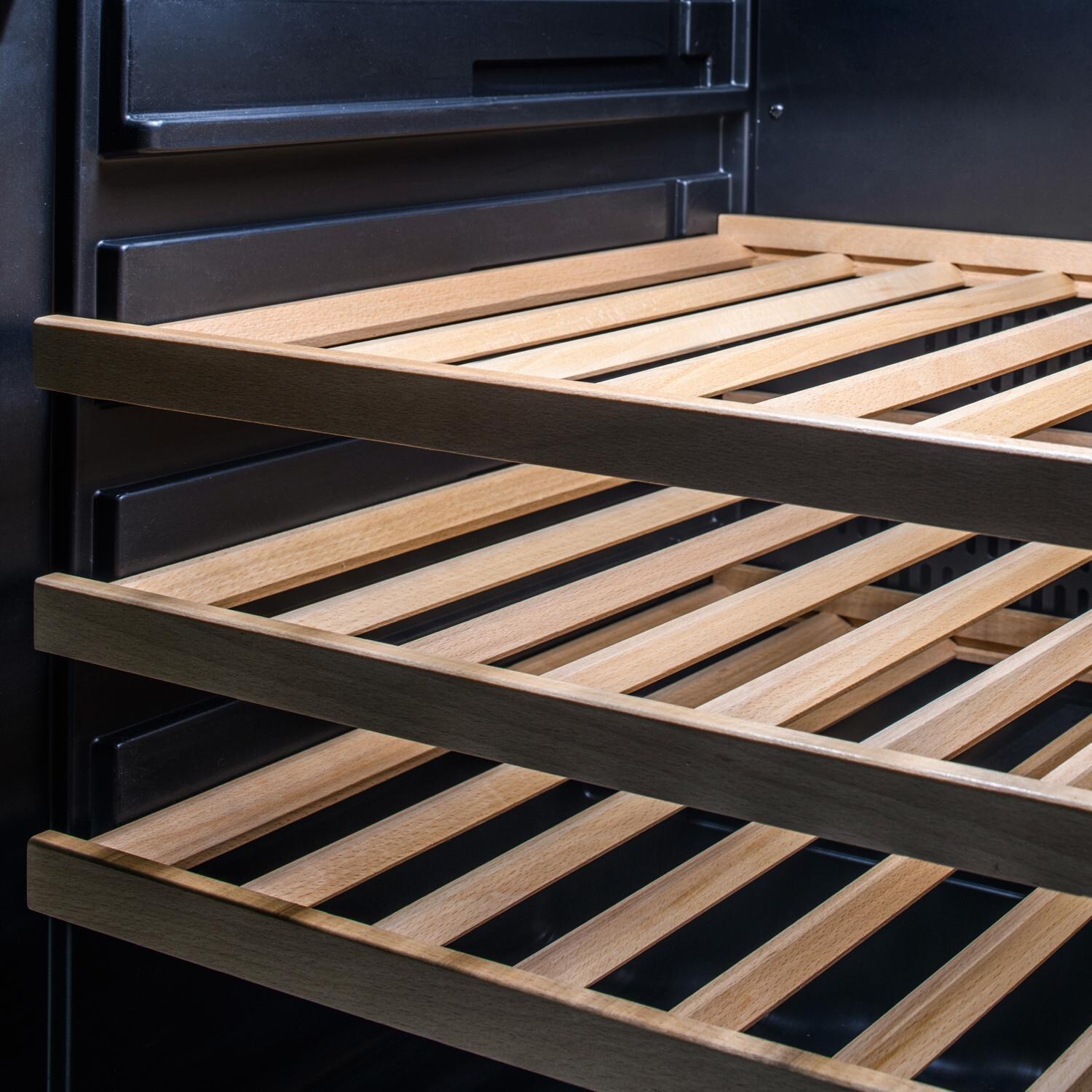 Blaze BLZ-GDBEV-5.5 24-in 5.5 Cu. Ft. Outdoor Rated Beverage Cooler - Bamboo Shelving Close-Up - Detail thumbnail