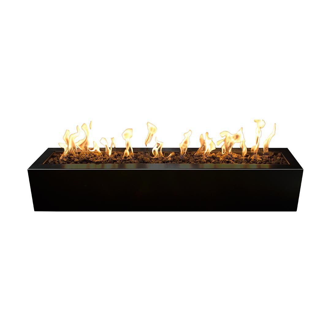 Eaves 60 Inch Rectangular Powder Coated Steel Natural Gas Fire Pit in Black by The Outdoor Plus
