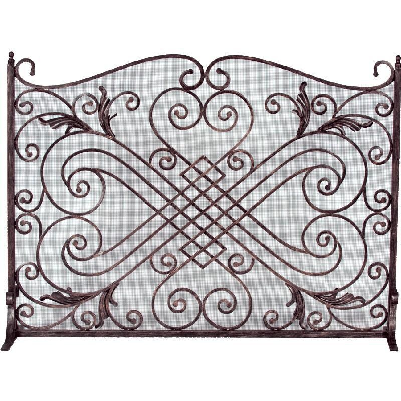 Dagan Industries 44-Inch Arched Panel Copper And Black Wrought Iron Fireplace Screen