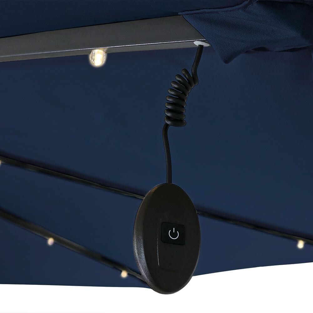 Ultimate Patio 10 Ft. Solar Lighted Octagonal Patio Cantilever Umbrella W/ Crank - Navy Blue - Light Switch thumbnail