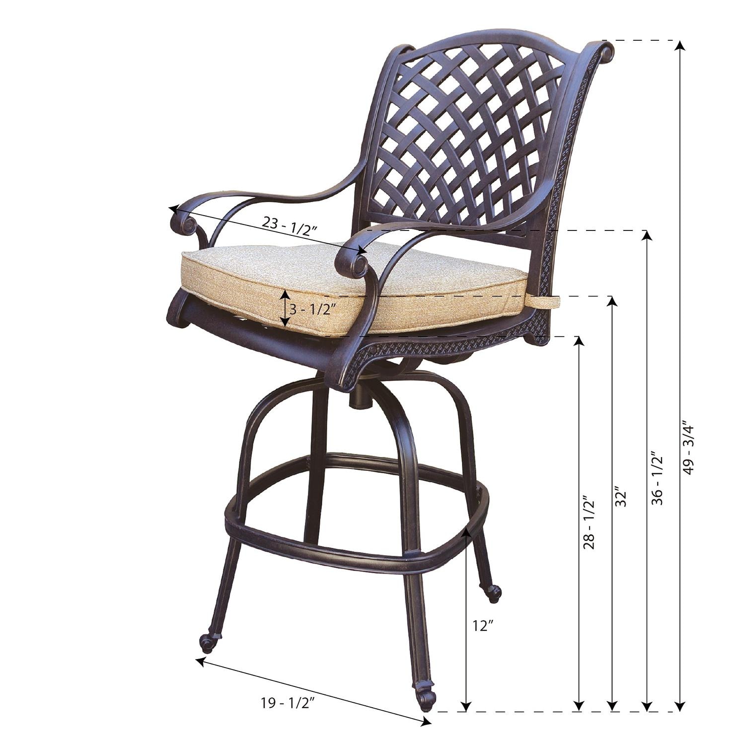 Darlee Nassau Swivel Bar Stool - Bar Stool w Cushion - Dimensional thumbnail