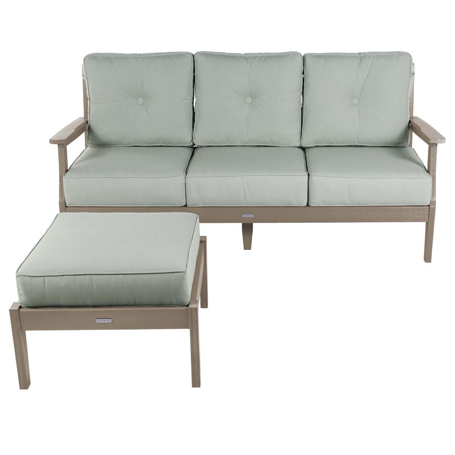 Blushing Bay 2 Pc Recycled Plastic Seating Set in Canvas Seasalt/Woodland Brown by Lakeview Outdoor Designs - Front View - White Background thumbnail