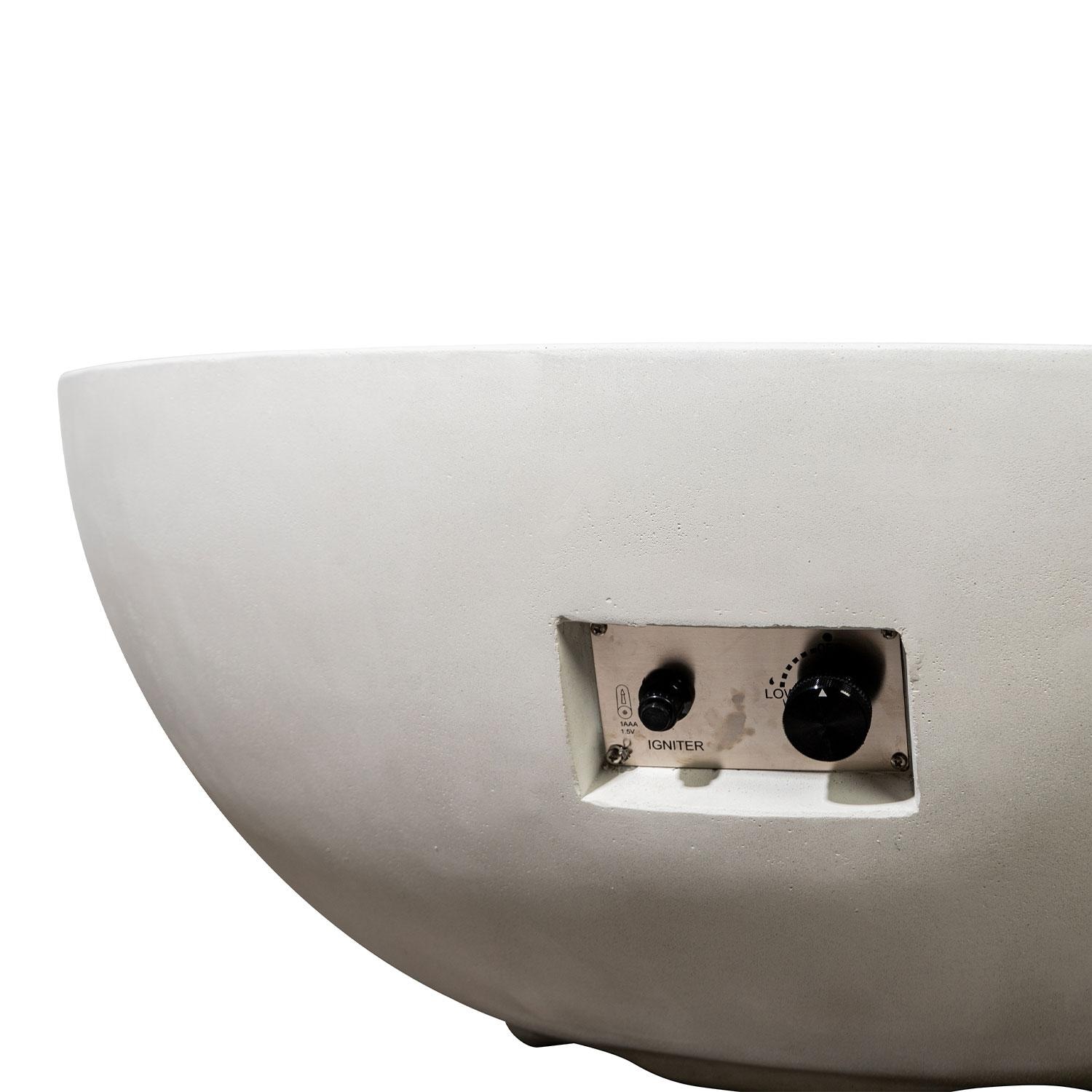 Glenwood 42-in Round Concrete Natural Gas Fire Pit w/ Push Button Ignition in White by Lakeview Outdoor Designs - Burner Switch - Detail thumbnail