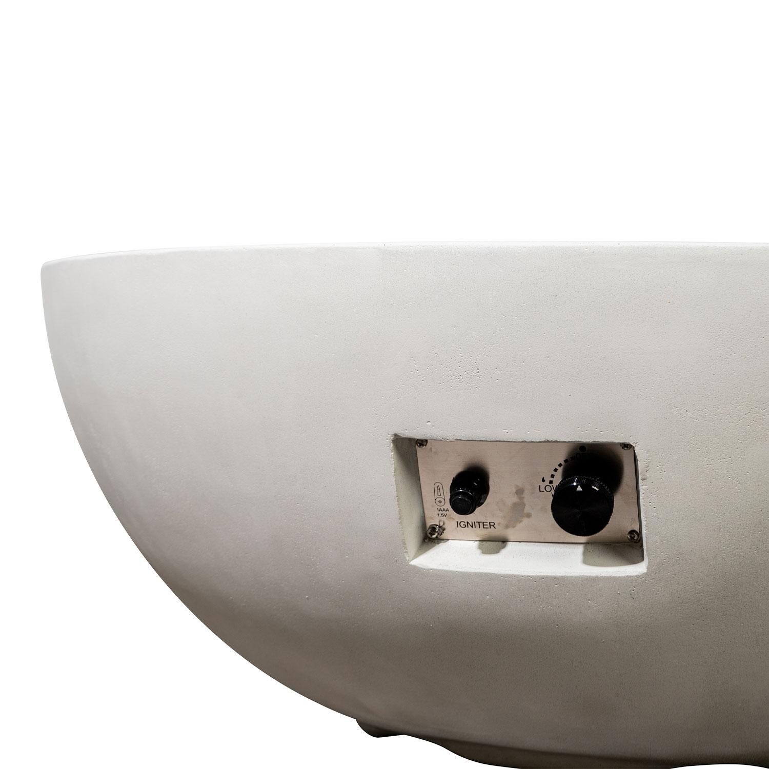 Glenwood 42-in Round Concrete Natural Gas Fire Pit w/ Push Button Ignition in White by Lakeview Outdoor Designs - Burner Switch - Detail thumbnail