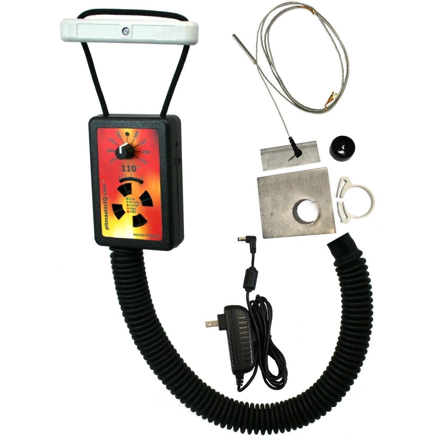 PitmasterIQ IQ110 BBQ Temperature Regulator Kit W/ Large Adjustable Kamado Pit Adapter