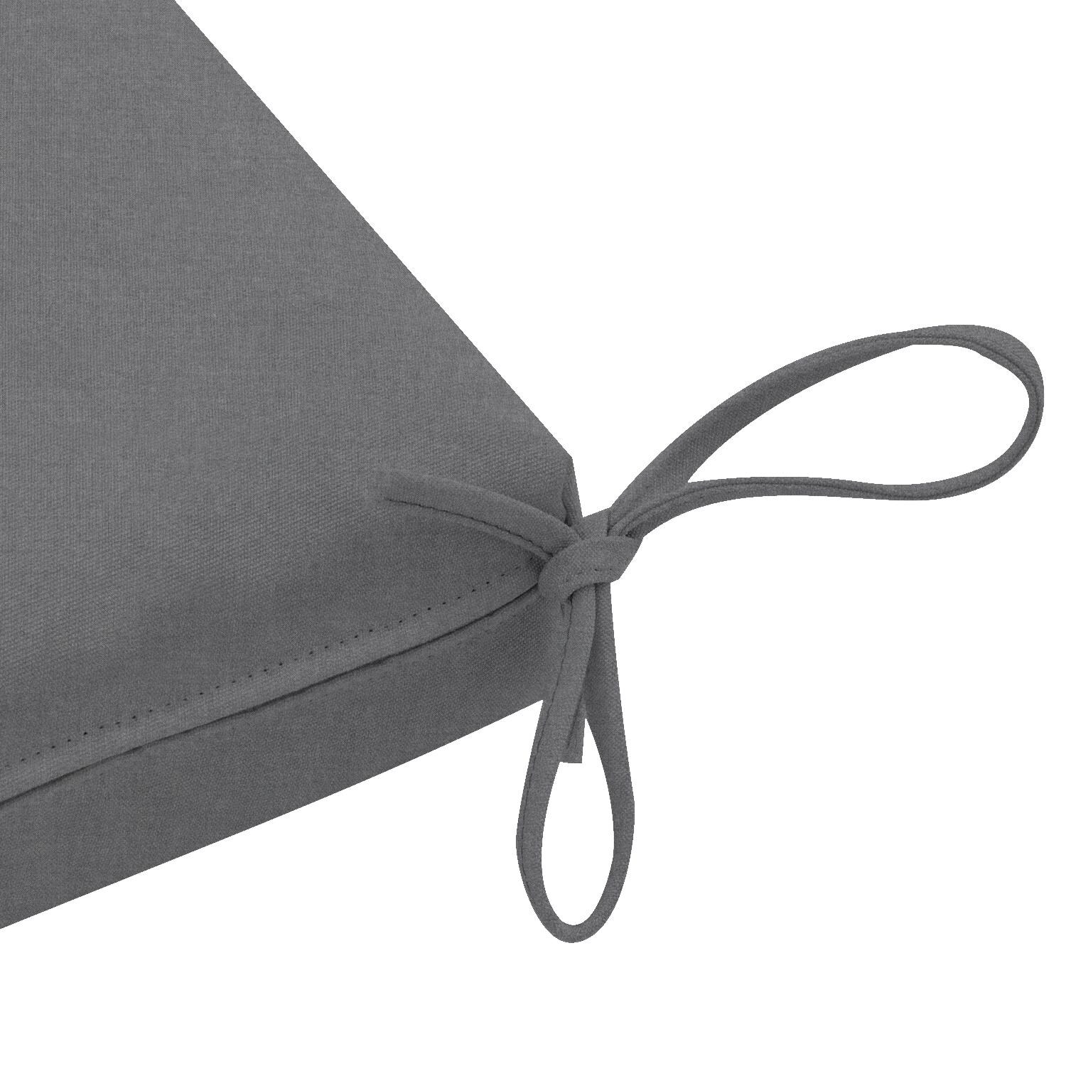 Sunbrella Cast Slate Medium Outdoor Replacement Bench Cushion W/ Knife Edge By UltimatePatio.com - Tie Detail thumbnail
