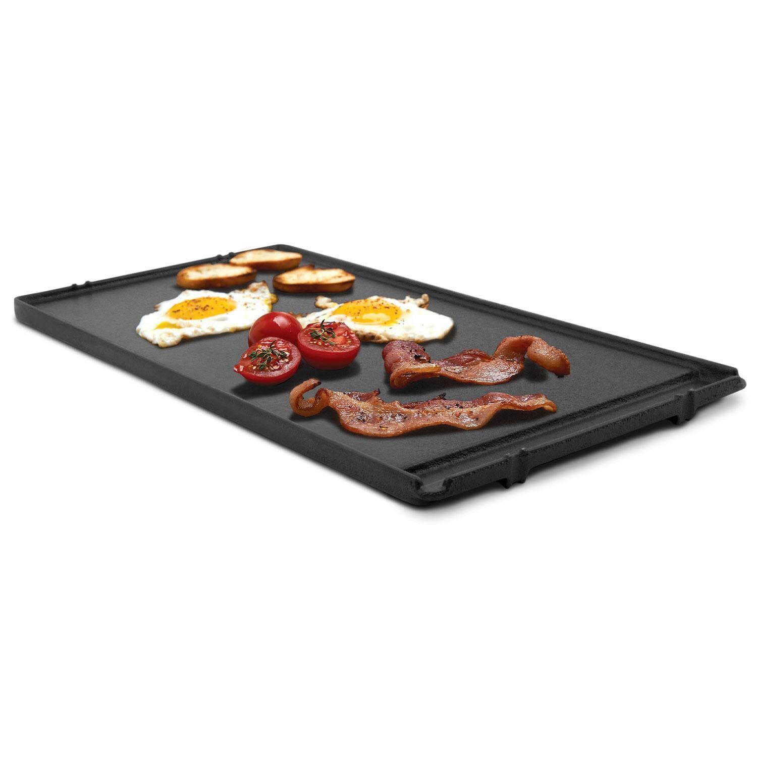 Broil King 11220 Exact Fit Cast Iron Griddle for Sovereign Series - Food Displayed on Cast Iron Griddle - White Background thumbnail