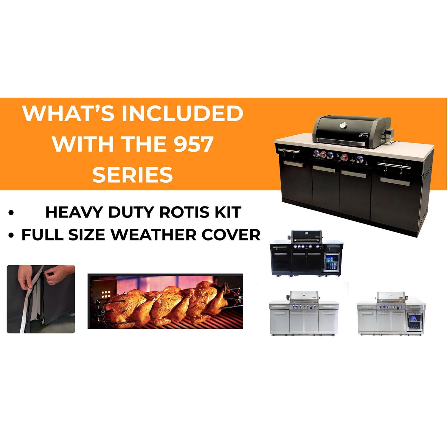 Mont Alpi - MA-957 - Propane Gas Grill Island - Black Stainless Steel - Included - Detail