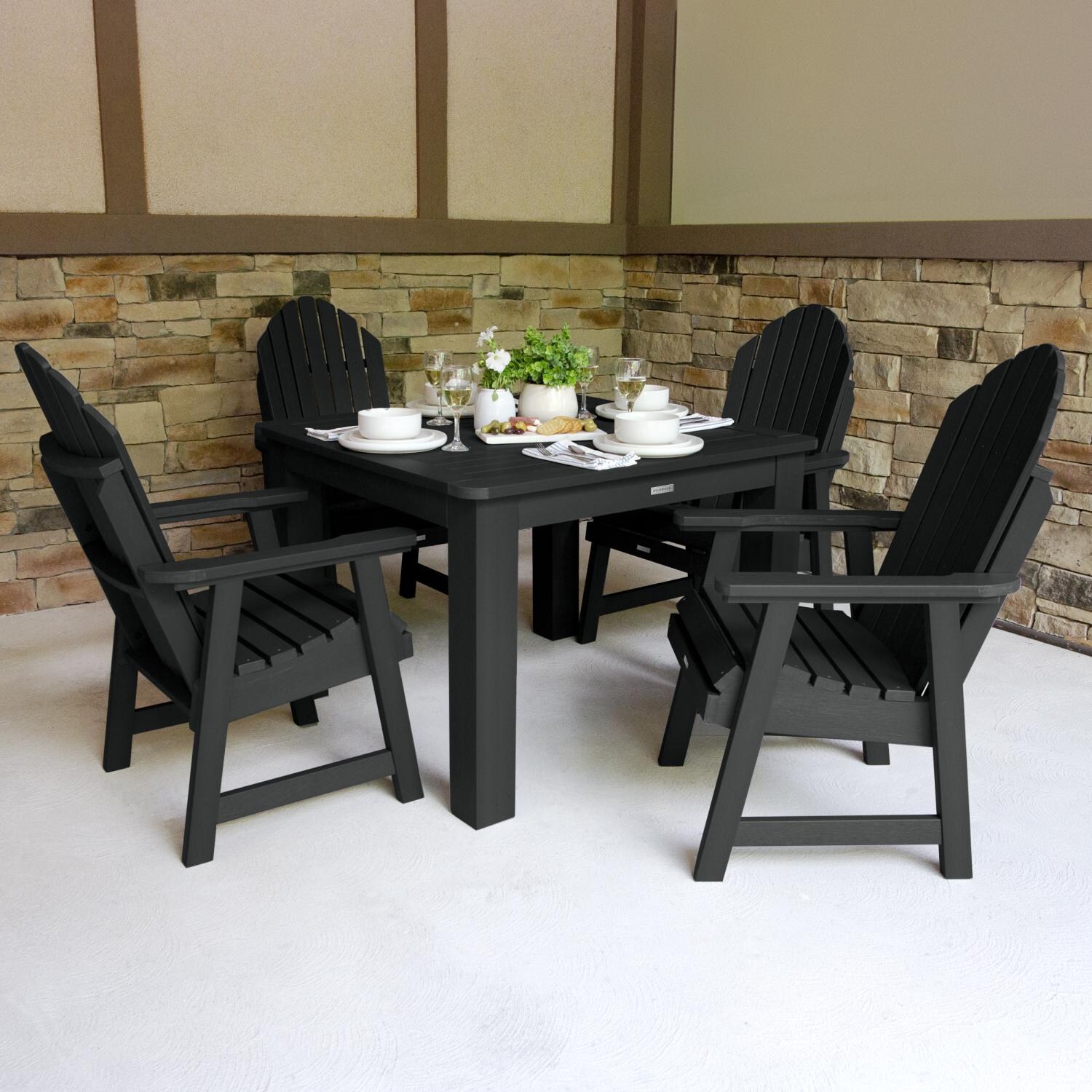 Dream Bay 5 Pc Recycled Plastic Square Dining Set in Black by Lakeview Outdoor Designs