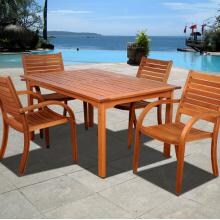 Amazonia Arizona 4-Person Eucalyptus Patio Dining Set With Stacking Chairs image