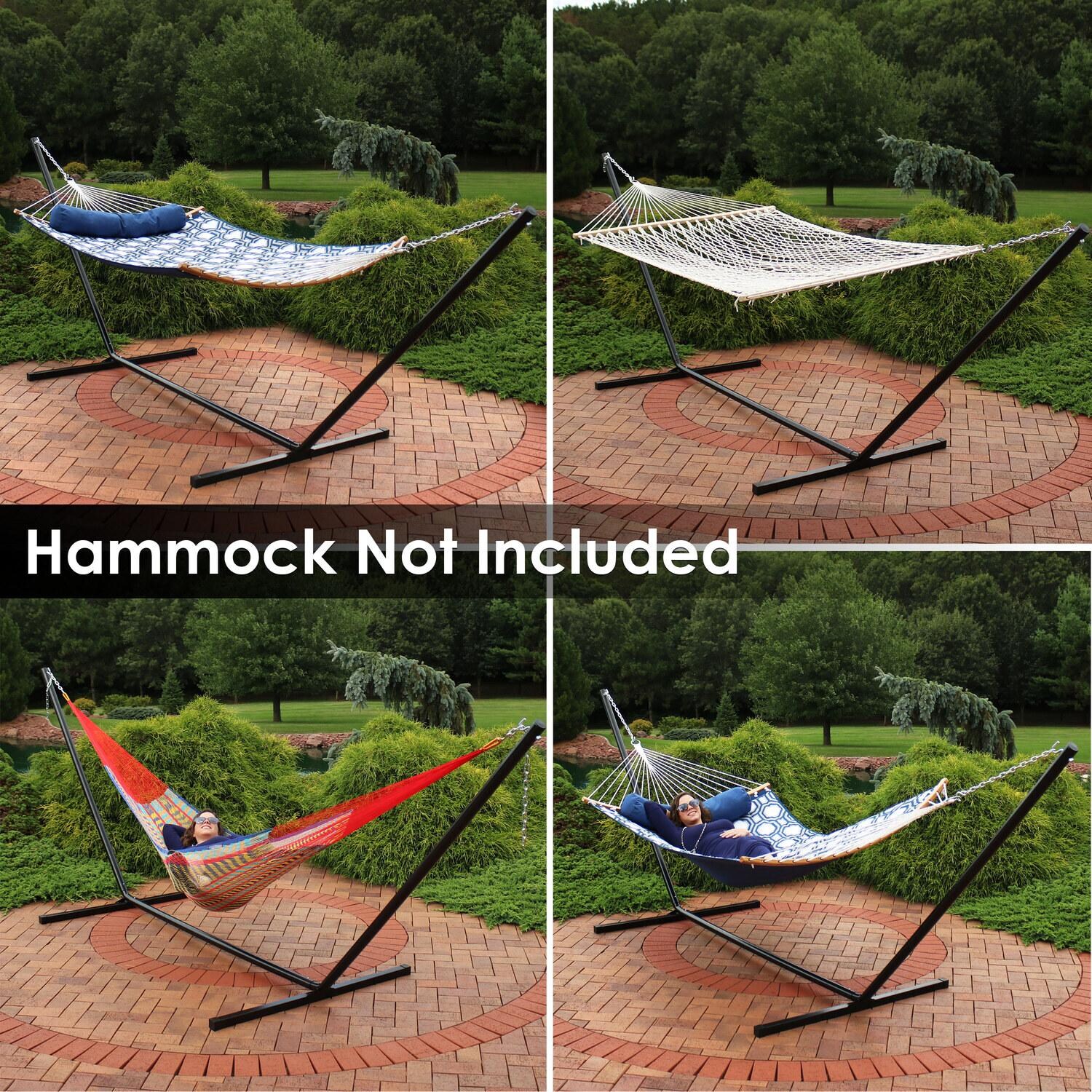 Ultimate Patio Heavy-Duty Steel Beam Hammock Stand - Black - Backyard Relaxation - Lifestyle