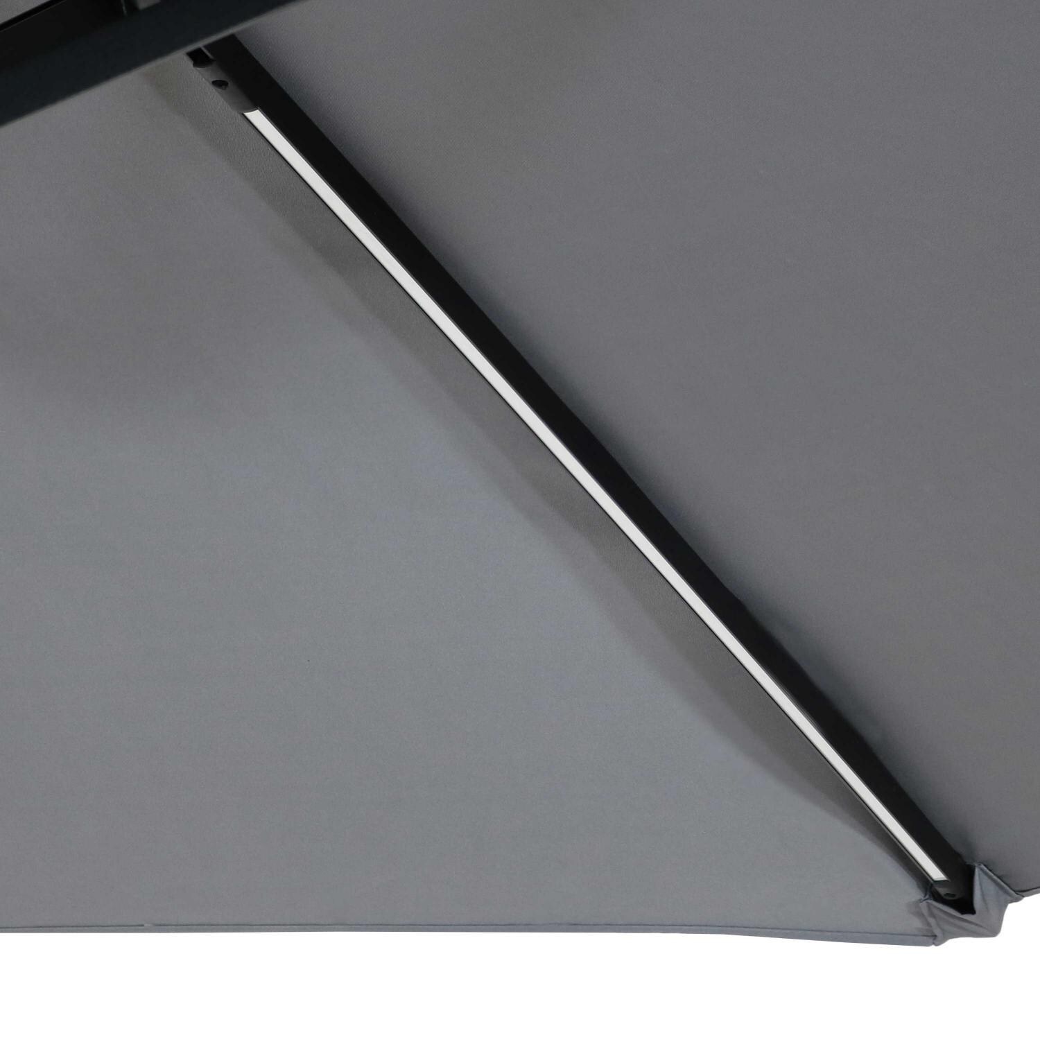 Ultimate Patio 10 Ft. Solar Lighted Patio Cantilever W/ Crank - Smoke - LED Lights Along Ribs thumbnail