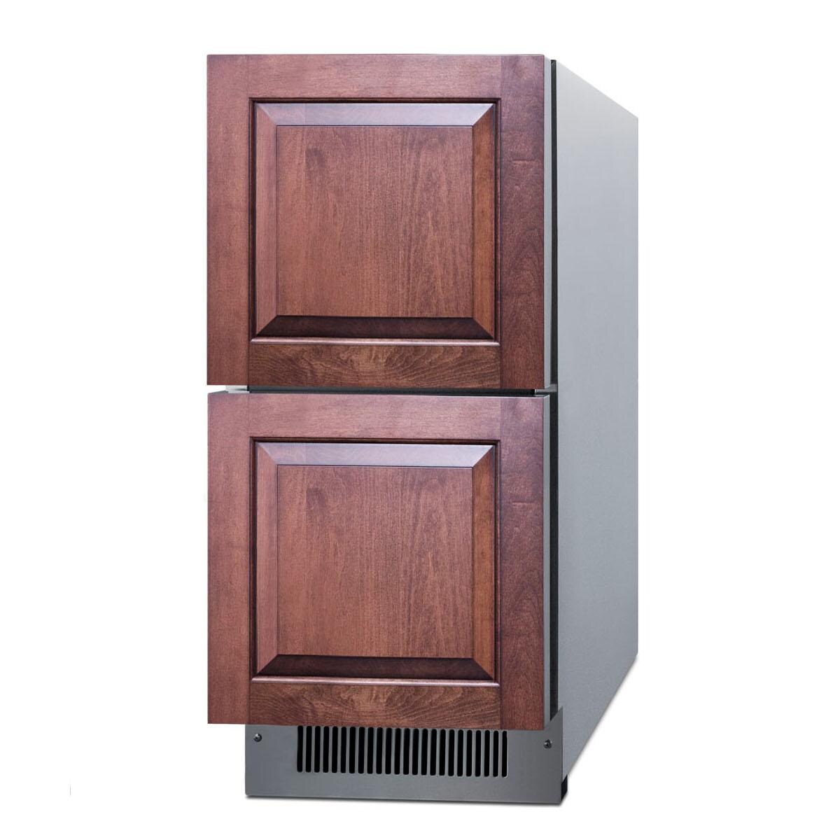 Summit ADRD15OS 15-Inch 2.8 Cu. Ft. ADA Compliant Outdoor Double Drawer Compact Refrigerator - Custom Front Panel & Longer Kickplate thumbnail