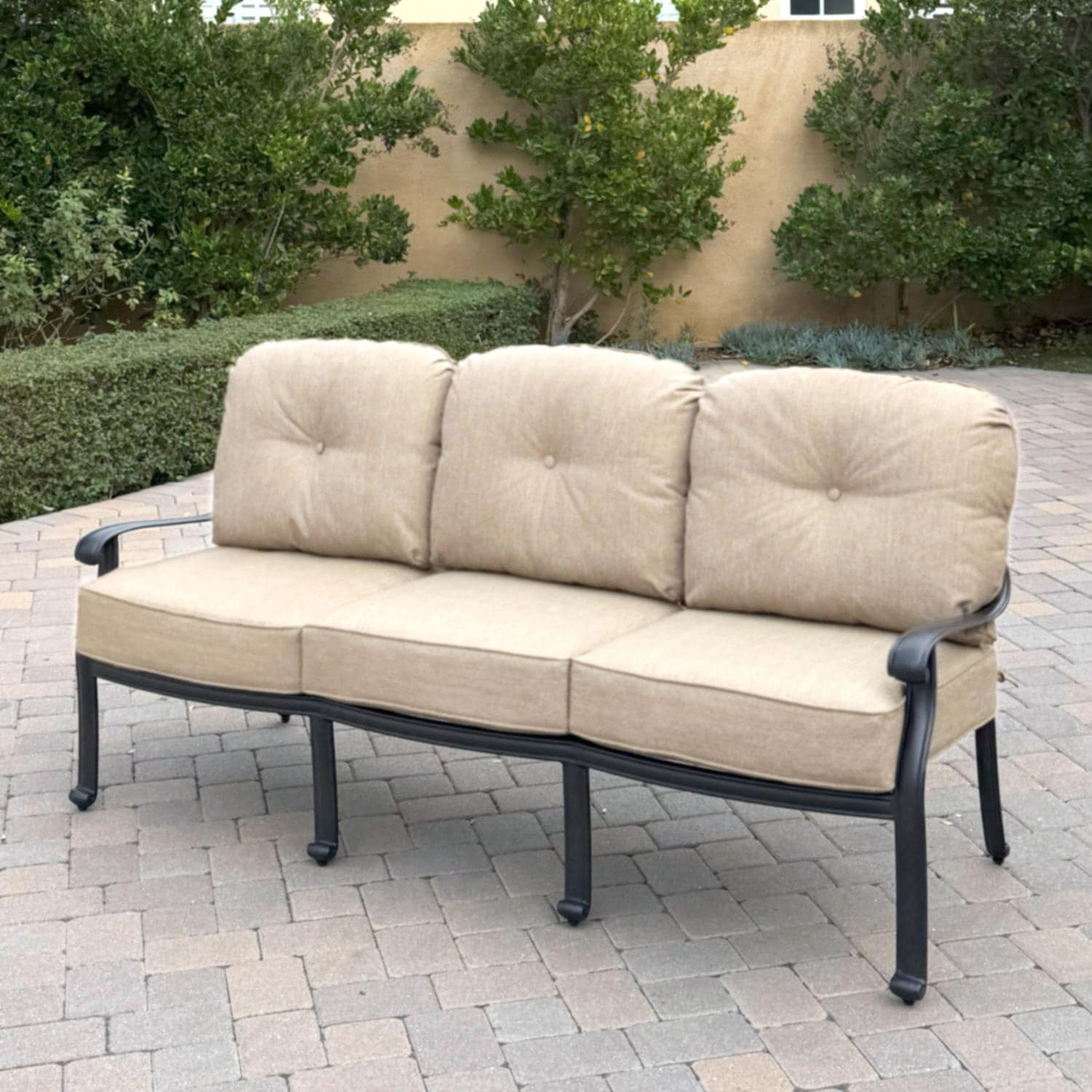 Darlee Elisabeth 6-Pc Seating Set w/ 42 X 21-Inch Series 80 Table & Throw Pillows in Antique Bronze/Beige - Sofa - Lifestyle thumbnail