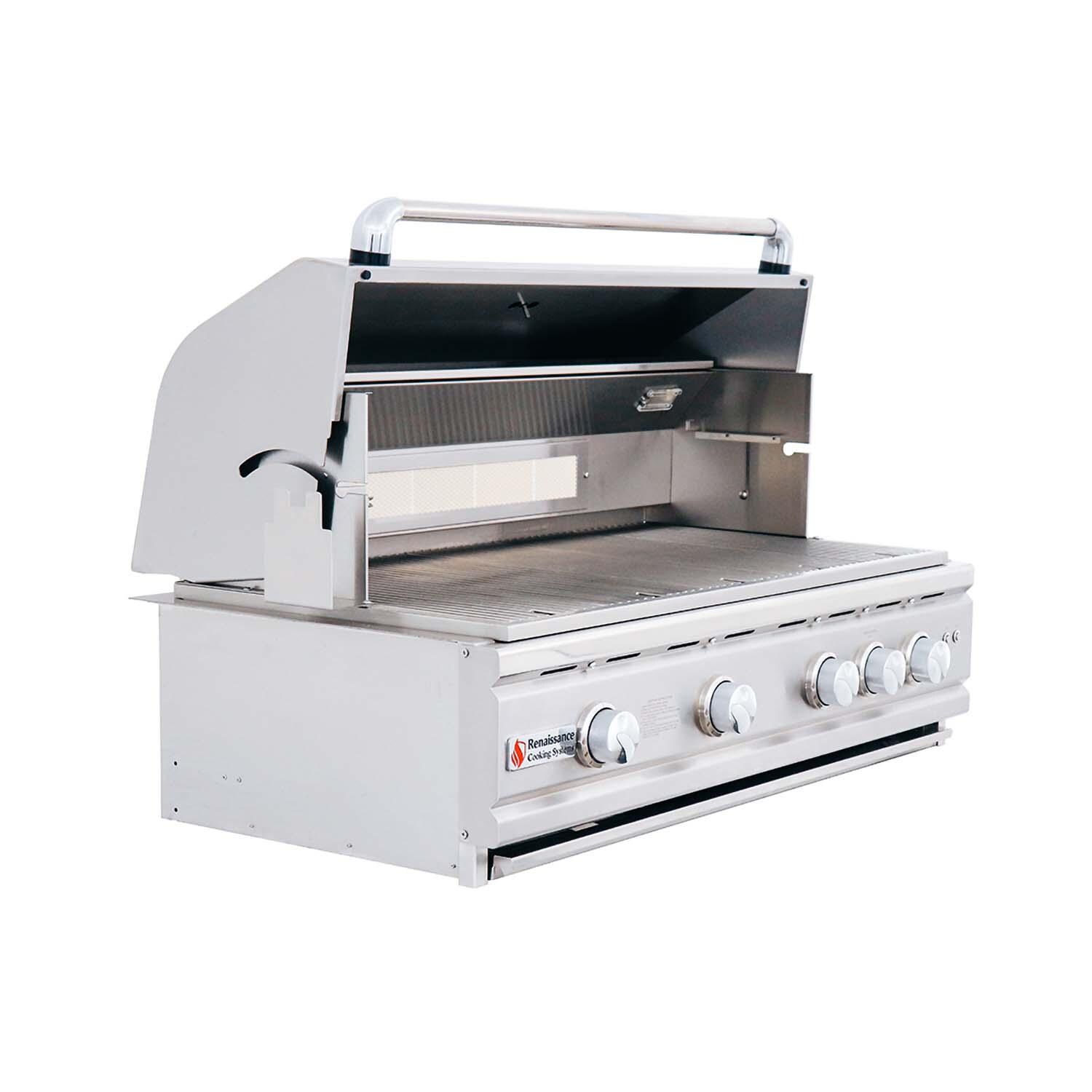 RCS RON38B Cutlass Pro 38 Inch Built-In Natural Gas Grill - Left Angled View - White Background thumbnail