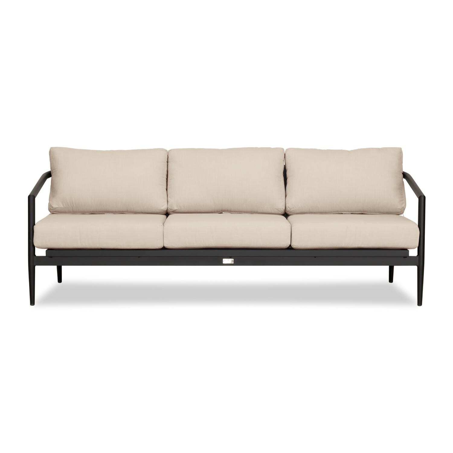 Lakeview Midnight Cove 4 Pc Aluminum Sofa Seating Set in Black/Carbon/Canvas Flax - Sofa - White Background thumbnail