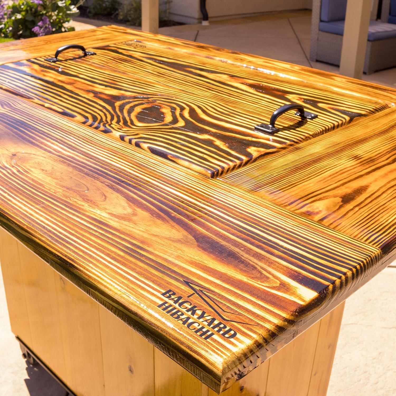 Backyard Hibachi BH-HTCover-Torched Torched Cypress Hard Top Grill Cover - On Grill thumbnail