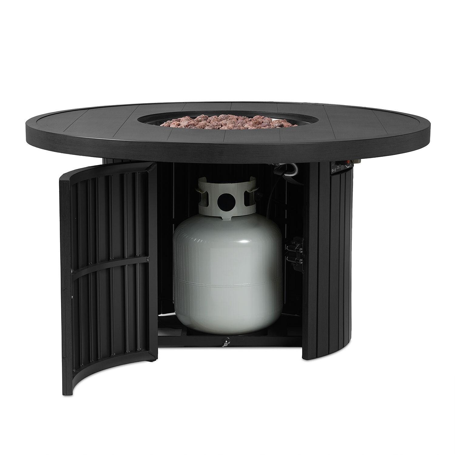 Westlook 44-in Round Metal Propane Fire Table in Black by Lakeview Outdoor Designs - Hidden Propane Tank - Detail thumbnail