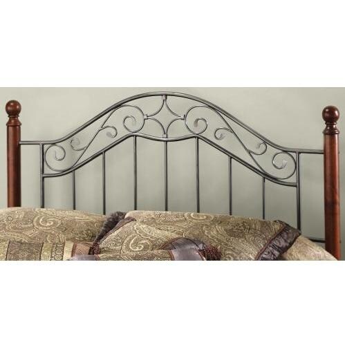 Hillsdale Martino Smoke Silver And Cherry Metal And Wood Post Headboard With Frame - King