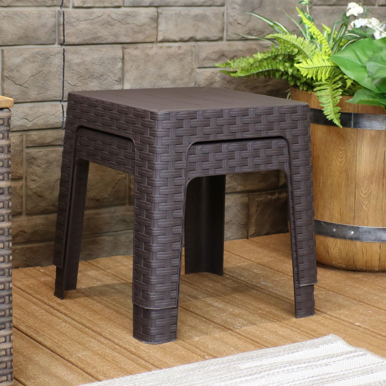 Ultimate Patio 4 Piece 18-Inch Square Nesting Patio Side Table Set - Tables Stacked thumbnail