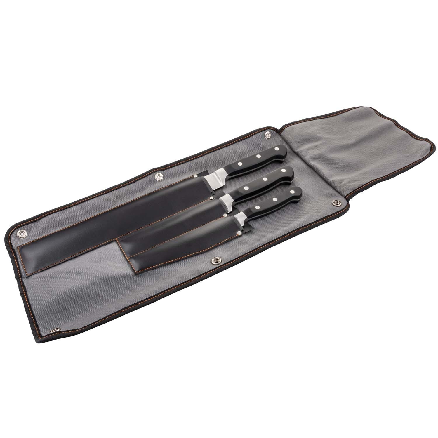 Oklahoma Joe's 5789579R04 Blacksmith 3 Pc Knife Set - Case Open - White Background thumbnail