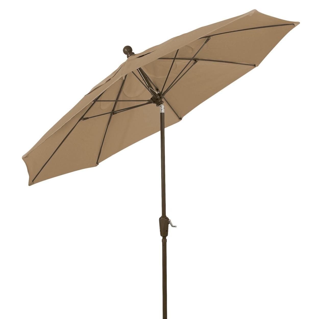 FiberBuilt 9 Ft Aluminum Beige Market Patio Umbrella W/ Crank Lift & Tilt - Angled View thumbnail