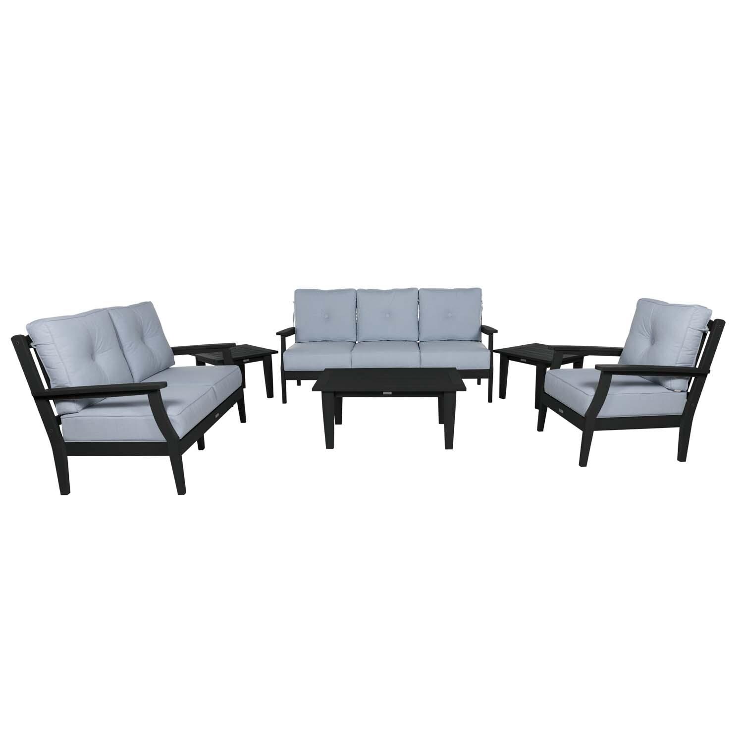 Blushing Bay 6 Pc Recycled Plastic Grand Seating Set in Bliss Dew/Black by Lakeview Outdoor Designs - Front View - White Background thumbnail