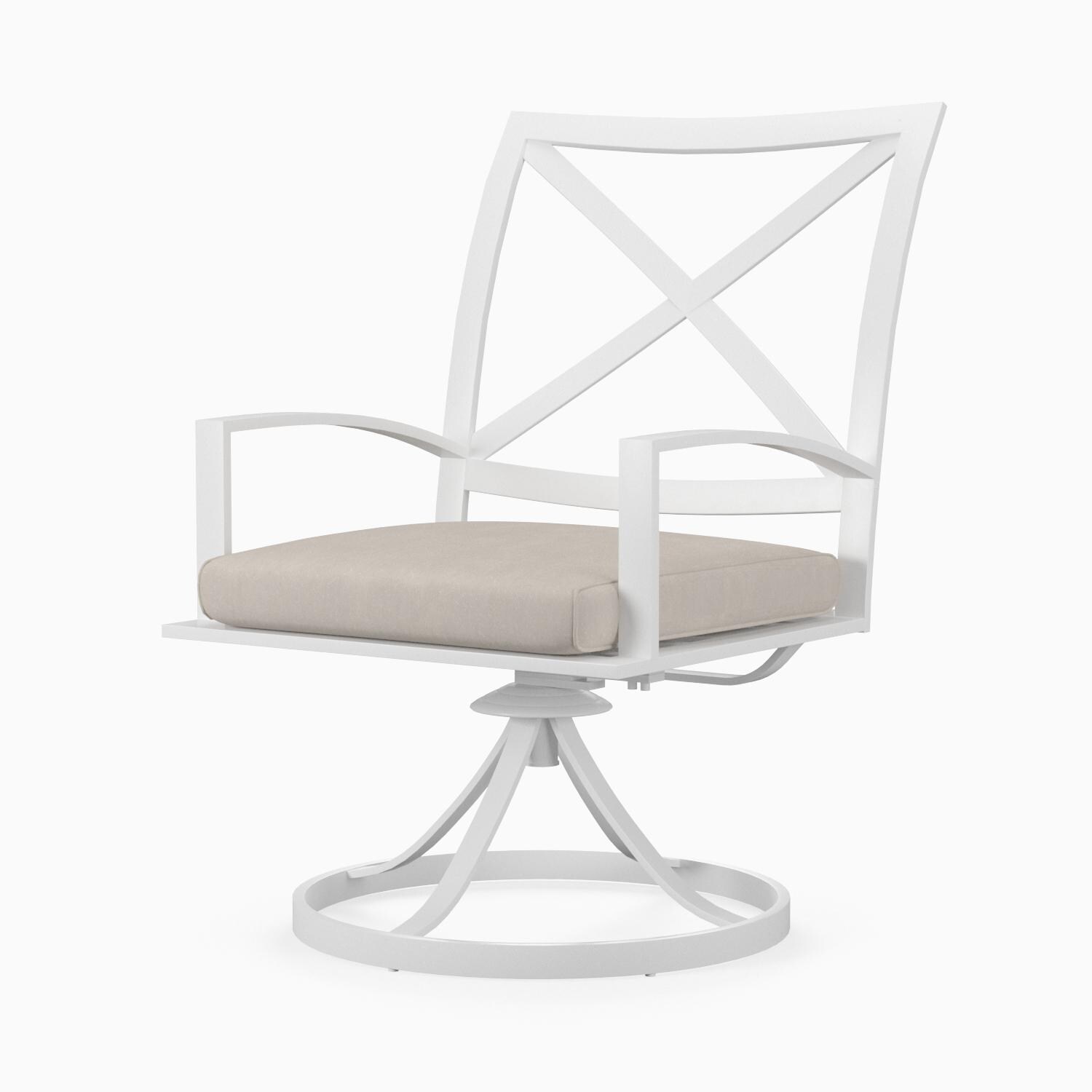 Sunset West - 501-11-5492 - Bristol Aluminum Swivel Patio Dining Chair W/ Sunbrella Canvas Flax Self Welt Cushions thumbnail