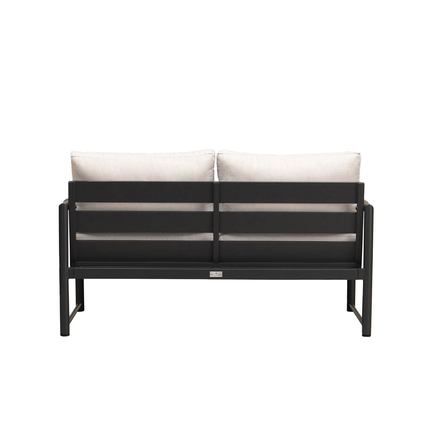Lakeview AVEBAY-BK-CO-LS-CS Avenue Bay Black/Carbon Loveseat - Cast Silver - Rear View - White Background thumbnail